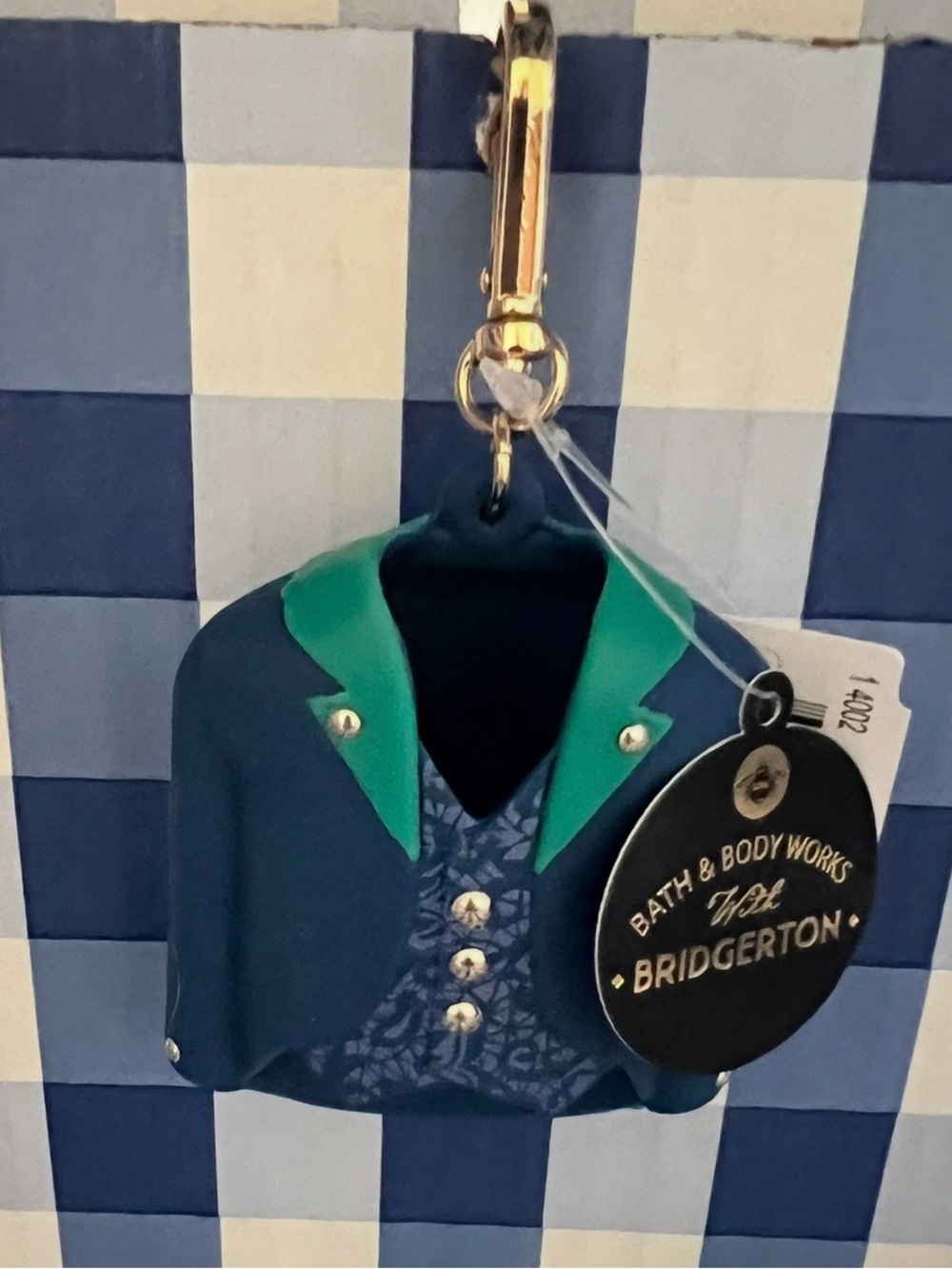 Bath & Body Works Bridgerton Navy and Green Jacket Keychain Charm NWT